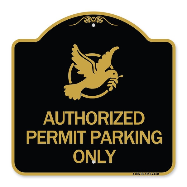 Signmission Authorized Church Parking W/ Graphic, Black & Gold Aluminum Sign, 18" x 18", BG-1818-24331 A-DES-BG-1818-24331 - main